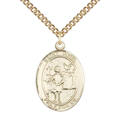 St. Vitus 14kt Gold-filled Oval Medal Pendant with Gold-filled Chain, Measures 1-inch tall by 3/4-inch wide, Bliss Manufacturing