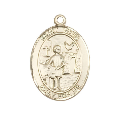 St. Vitus 14kt Gold Oval Medal Pendant, Measures 1-inch tall by 3/4-inch wide, Bliss Manufacturing