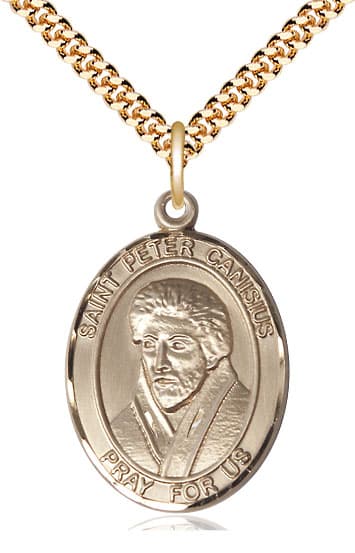 Bliss St Peter Canisius Gold-filled Oval Engravable Large Medal Necklace with Plated Chain,