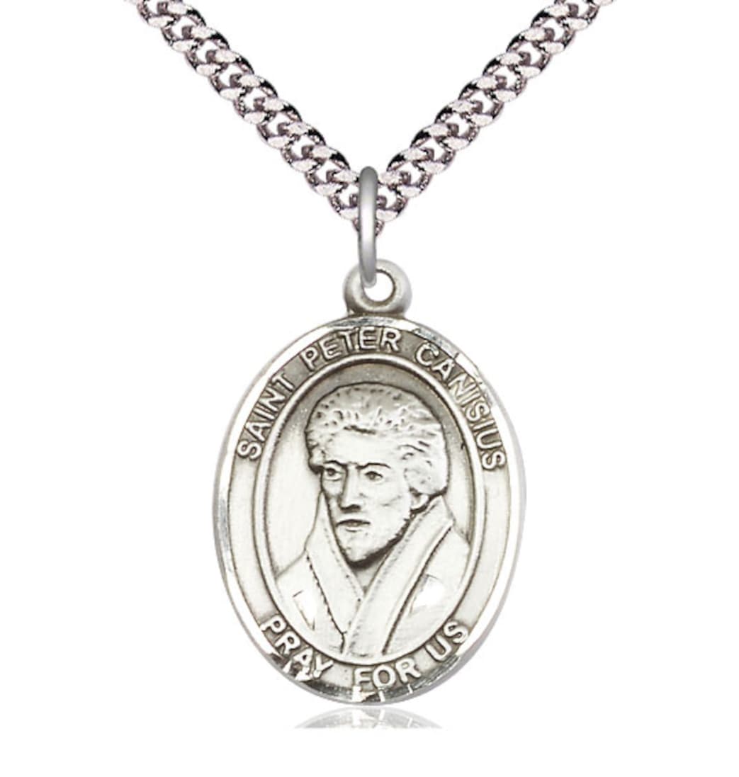 Bliss St Peter Canisius Pewter Oval Engravable Large Medal Necklace,