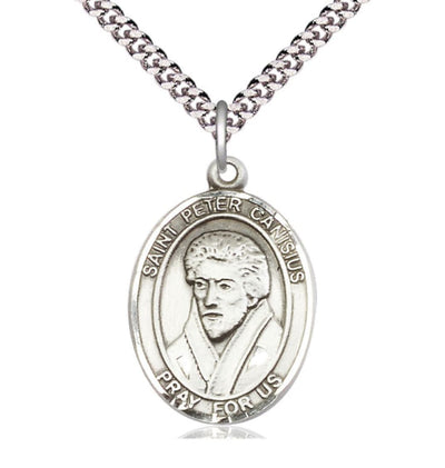 St Peter Canisius Pewter Oval Engravable Large Medal Necklace, Bliss Manufacturing