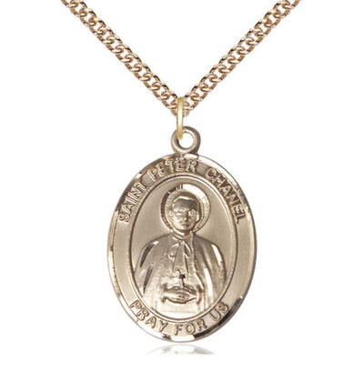 St Peter Chanel 14kt Gold Oval Large Medal with 14kt Chain, Bliss Manufacturing