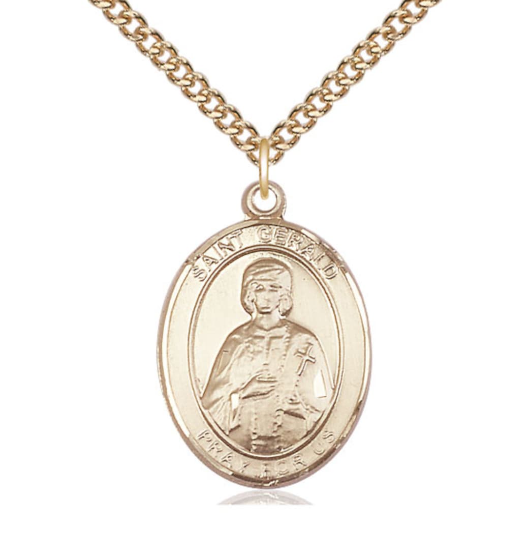 Bliss St Gerald Gold Filled Large Oval Medal Necklace with Gold Filled Chain,