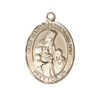 St. Margaret of Scotland 14kt Gold Engravable Medal, 1-inch, Bliss Manufacturing