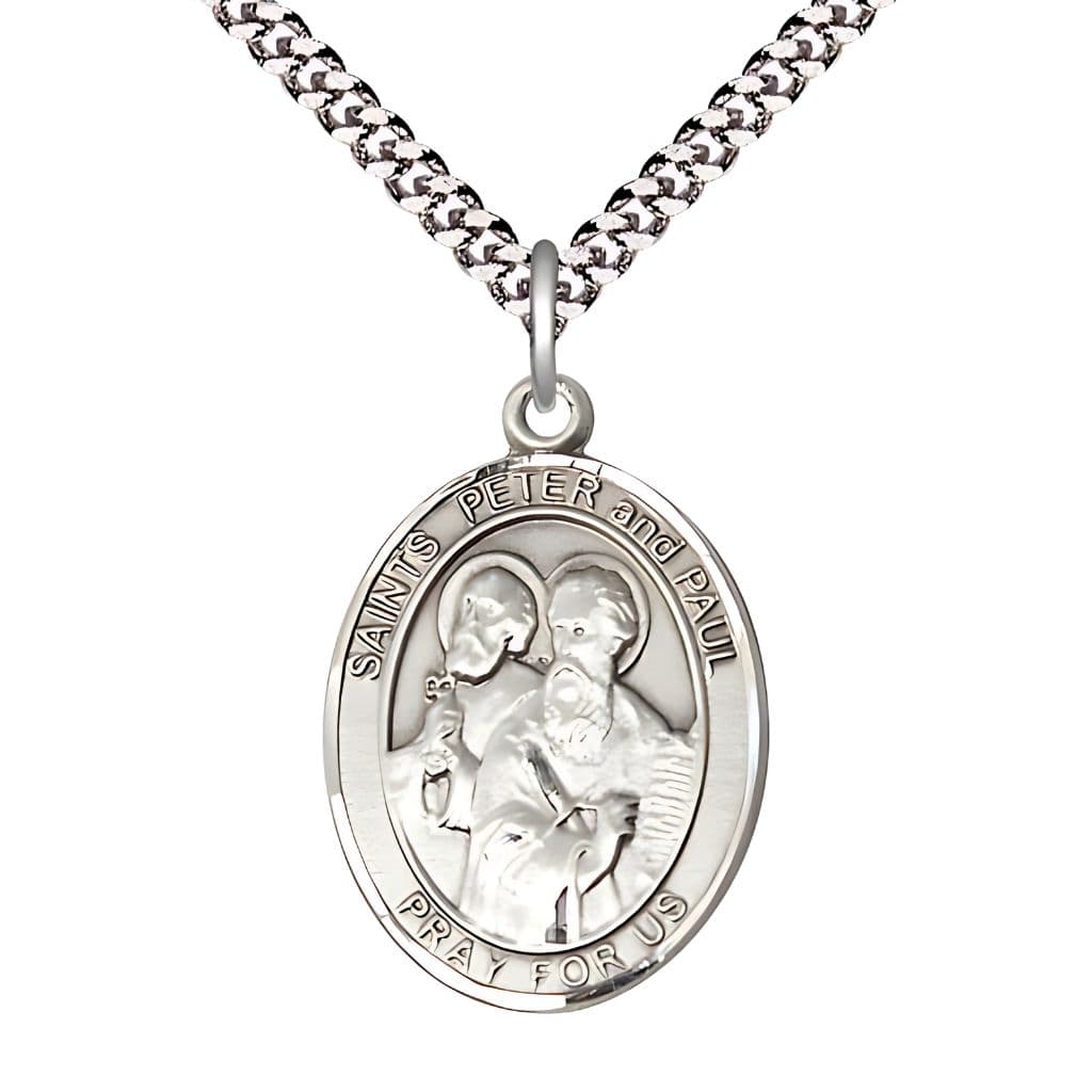 Bliss St. Peter & St. Paul Sterling Silver Oval Engravable 1-inch Medal in USA,