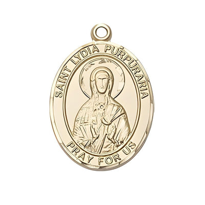 Lydia Purpuraria 14kt Gold Oval Medal Pendant, Measures 1-inch tall by 3/4-inch wide, Bliss Manufacturing