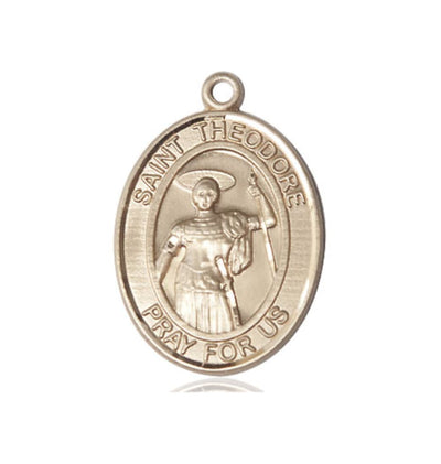 St Theodore Stratelates 14kt Gold Oval Engravable Medium Medal, Bliss Manufacturing