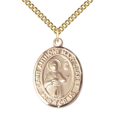 Large Saint Anthony Mary Claret 14kt Gold-filled Oval Medal Pendant with Gold-filled Curb Chain with Deluxe Gift Box | Bliss Manufacturing