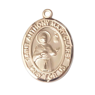 Large Saint Anthony Mary Claret 14kt Gold Oval Medal Pendant comes with Deluxe Gift Box | Bliss Manufacturing