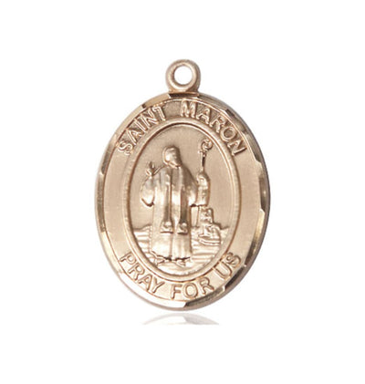 St Maron 14kt Gold Oval Large Medal, Bliss Manufacturing