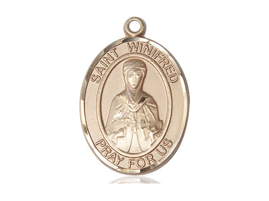 Large Bliss St Winifred of Wales 14kt Gold Oval Medal Only,