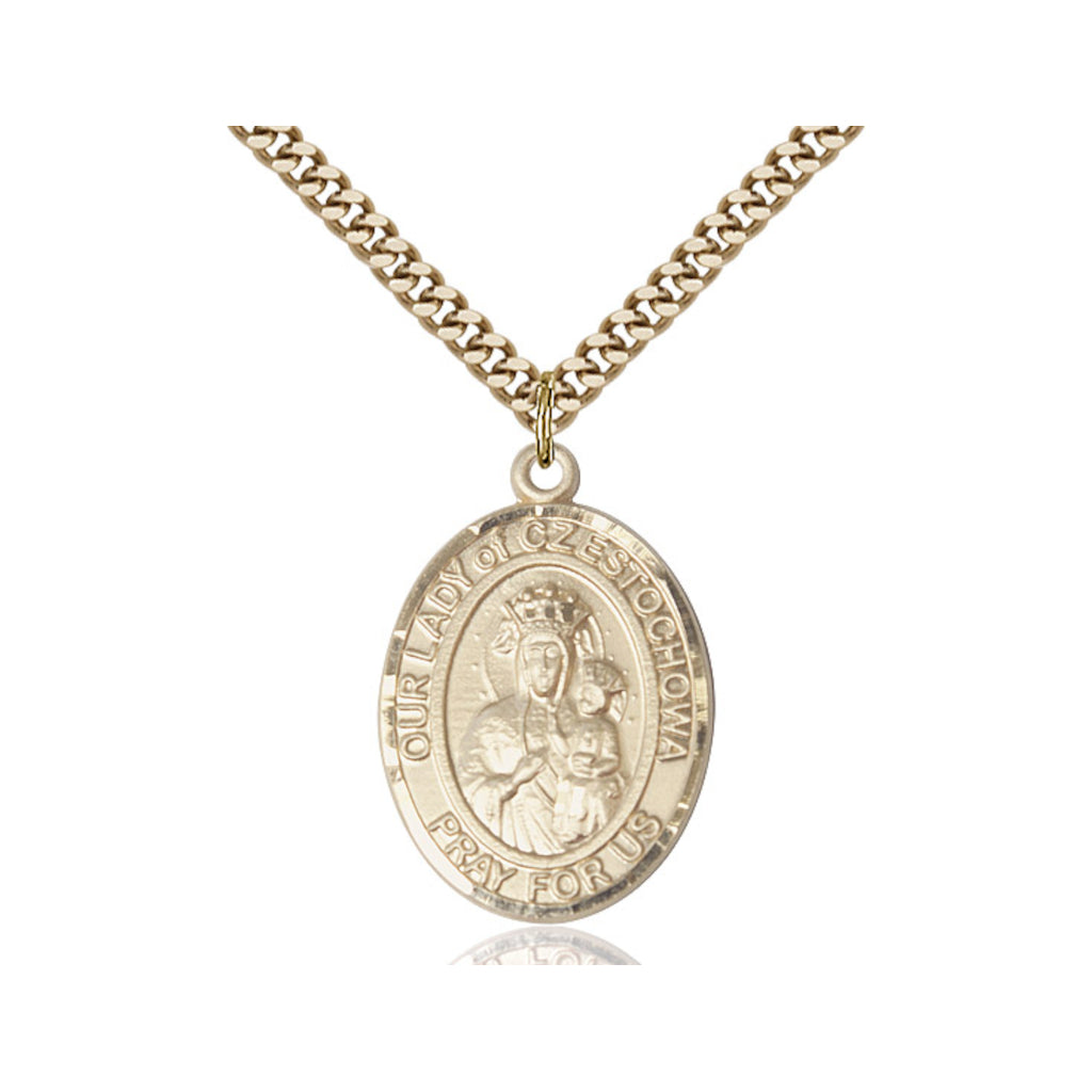 Bliss Large Our Lady of Czestochowa Catholic Patron Saint Gold-filled Medal