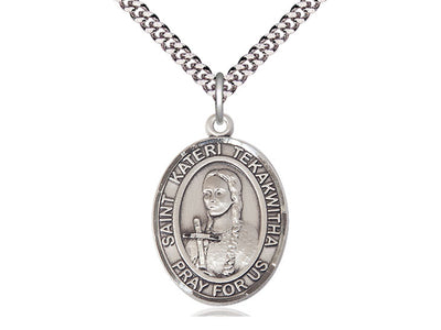 St. Kateri Tekakwitha Medal, pewter, Bliss Manufacturing