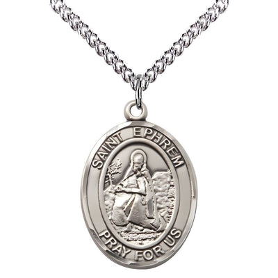 St. Ephrem Sterling Silver Oval Engravable Medal view 2, Bliss Manufacturing