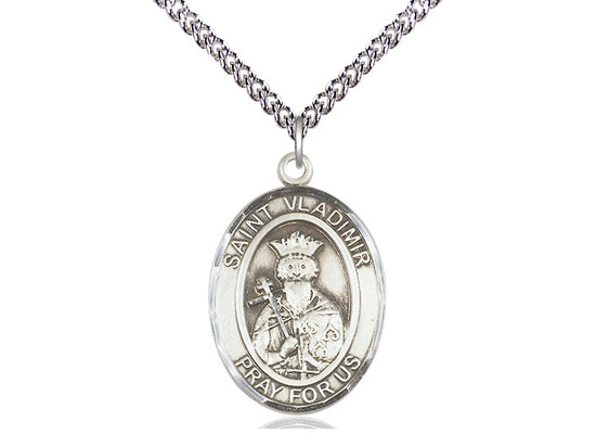 Bliss St Vladimir Sterling Silver Oval Medal Necklace