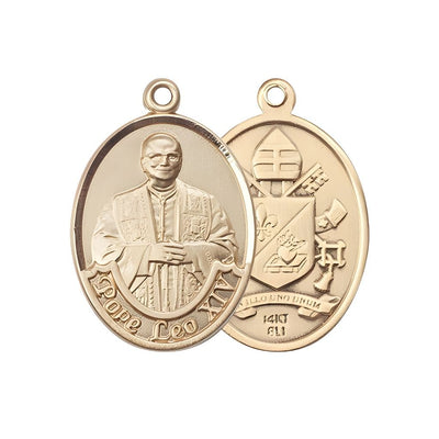 Pope Leo XIV 14kt Gold Engravable Medal, Measures 1-inch tall by 3/4-inch wide, Bliss Manufacturing