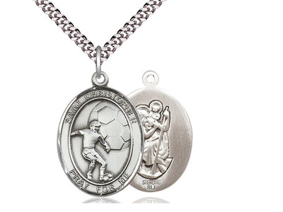 St Christopher Soccer Player Catholic Patron Saint Medal, sterling silver, Bliss Manufacturing