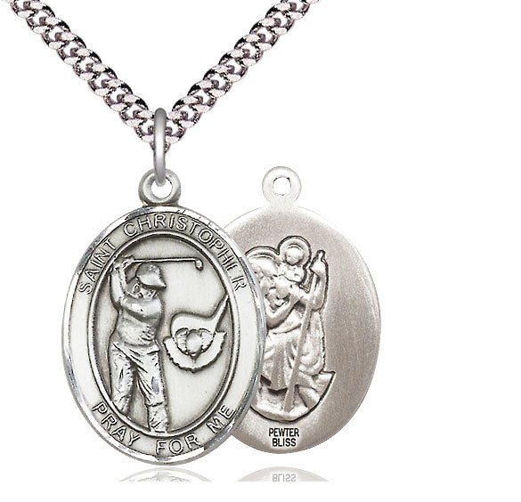 Bliss St Christopher Large Golf Player Catholic Patron Saint Medal