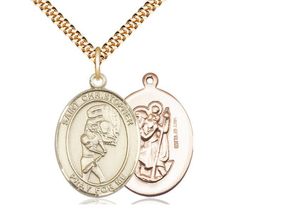 St Christopher Softball Player Catholic Patron Saint Medal, gold-filled, Bliss Manufacturing