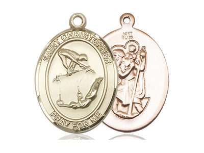 St Christopher Gymnastics Patron Saint Medal, 14kt gold, Bliss Manufacturing