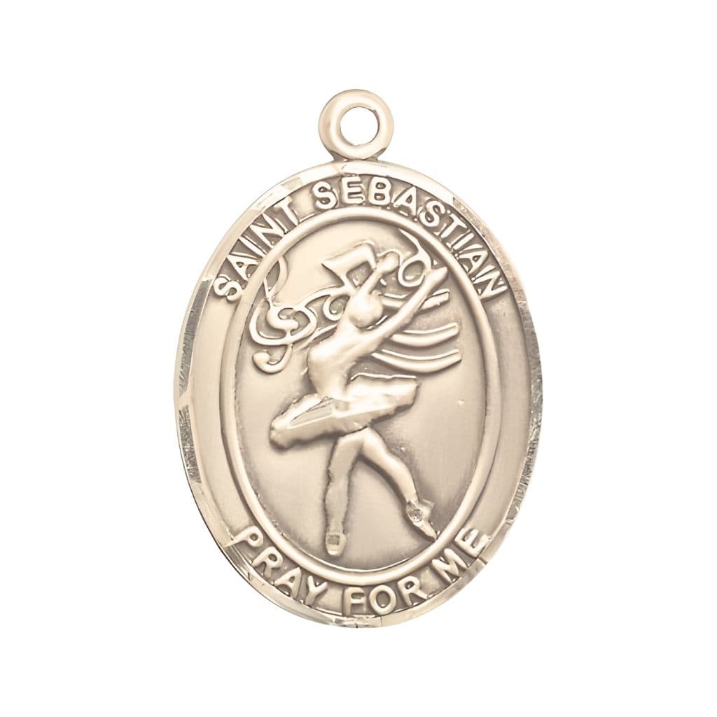 St. Sebastian Dance 14kt Gold Oval Medal, Measures 1-inch x 3/4-inch, Made in USA by Bliss