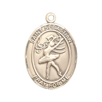St. Sebastian Dance 14kt Gold Oval Medal, Measures 1-inch x 3/4-inch, Bliss Manufacturing