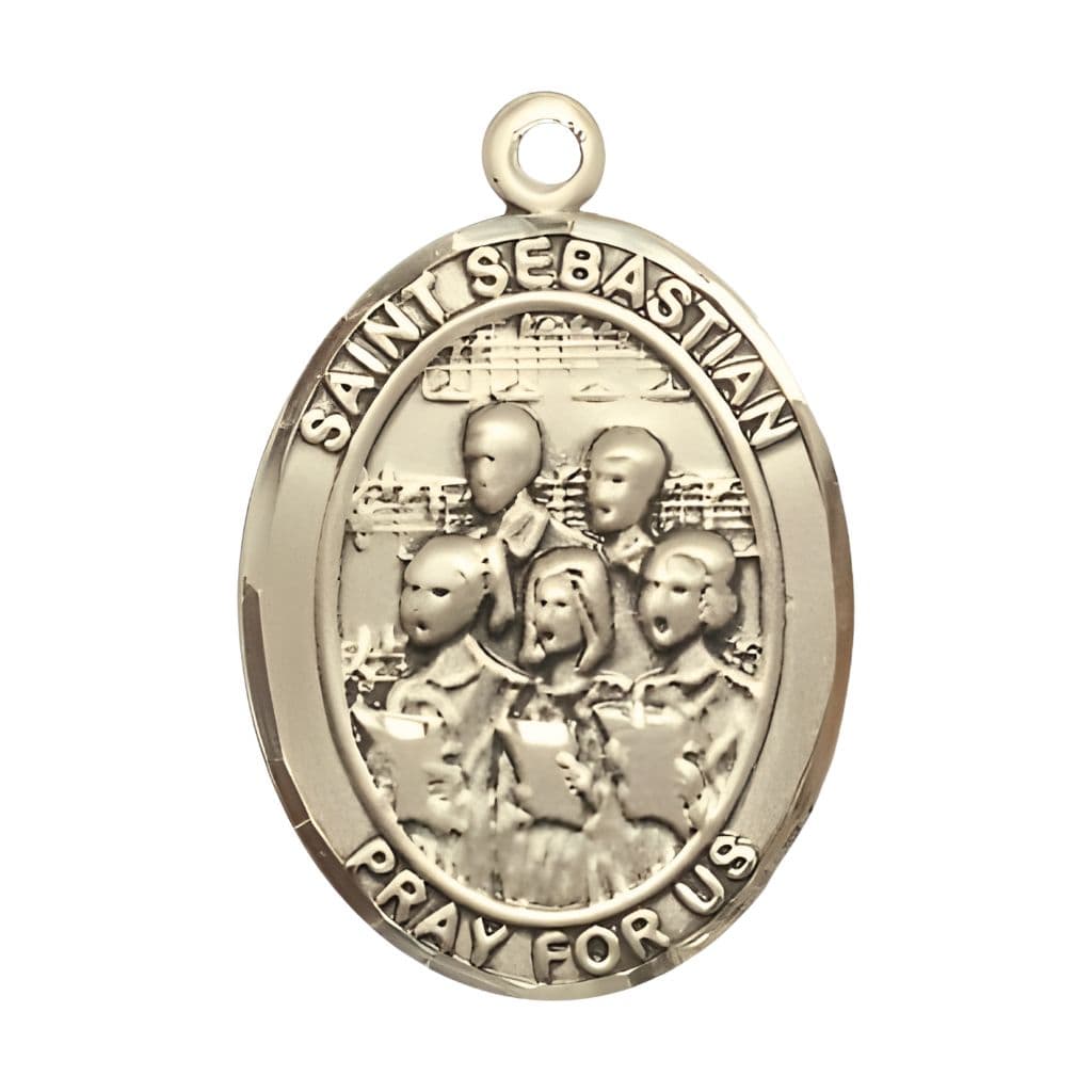 St. Sebastian Choir 14kt Gold Oval Medal, Measures 1-inch x 3/4-inch, Made in USA by Bliss
