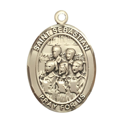 St. Sebastian Choir 14kt Gold Oval Medal, Measures 1-inch x 3/4-inch, Bliss Manufacturing