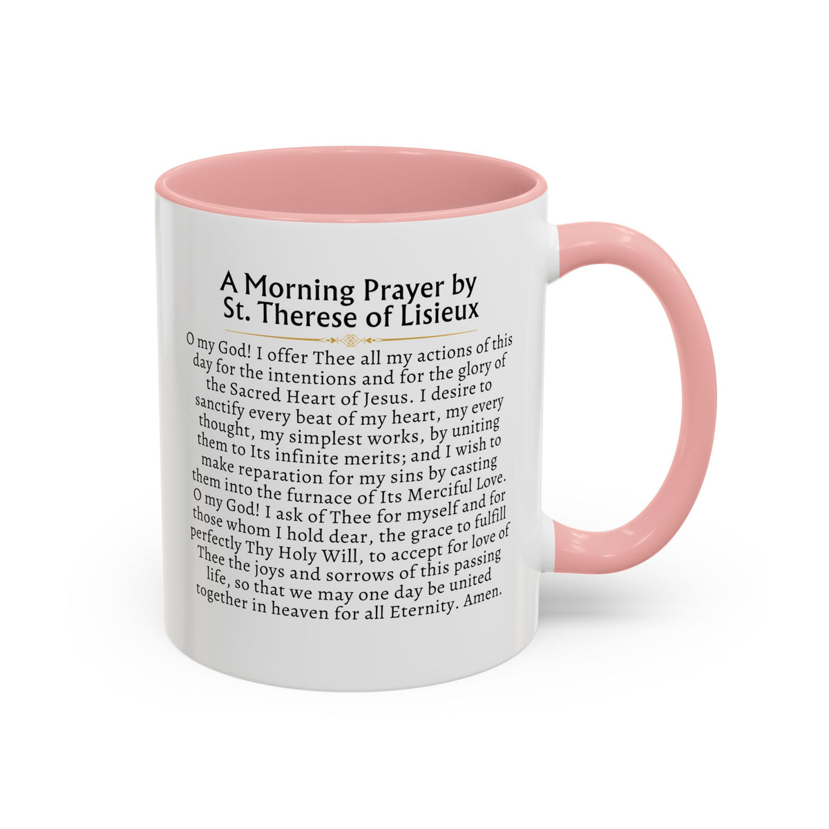 St. Therese of Lisieux Quote & Morning Prayer Card Devotional Coffee Mug - 11oz Little Flower Accent Cup