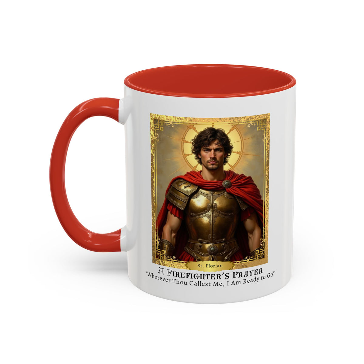 St. Florian 'A Firefighter's Prayer' Prayer Card Devotional Coffee Mug - Inspirational Cup for Firefighters