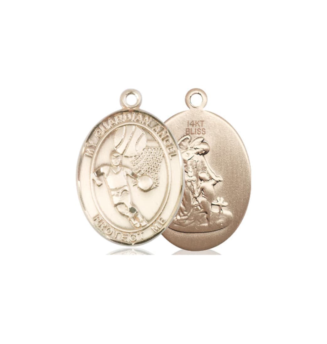 Bliss Manufacturing Guardian Angel Basketball 14kt Gold Oval Large Medal.