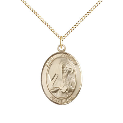 Medium St. Andrew the Apostle Gold-filled Oval Engravable Medal with Gold-filled Chain