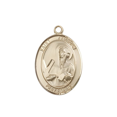Medium St. Andrew the Apostle 14kt Gold Oval Engravable Medal Pendant