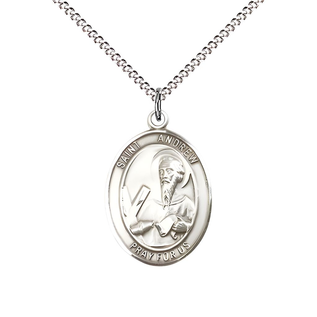 St. Andrew the Apostle Sterling Silver Oval Engravable Medal view 3, Bliss Manufacturing