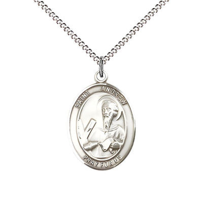 St. Andrew the Apostle Sterling Silver Oval Engravable Medal view 3, Bliss Manufacturing