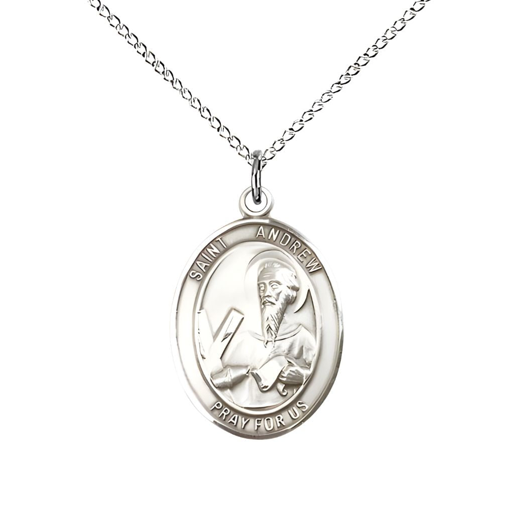 St. Andrew the Apostle Sterling Silver Oval Engravable Medal view 4, Bliss Manufacturing