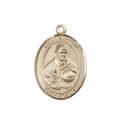 Medium Saint Albert the Great 14kt Gold Oval Medal Pendant comes with Deluxe Gift Box | Bliss Manufacturing