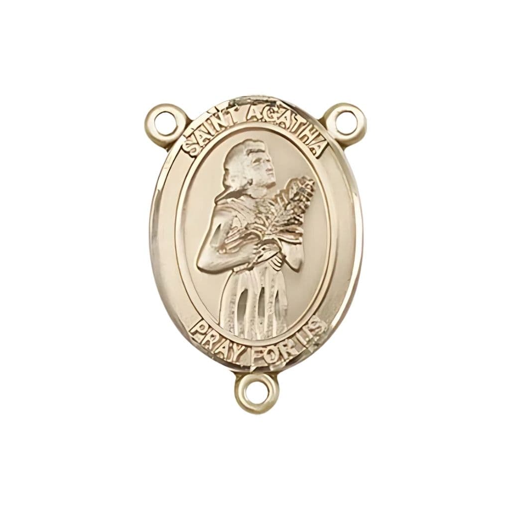 Bliss St Agatha Gold Engravable Center Rosary Part,