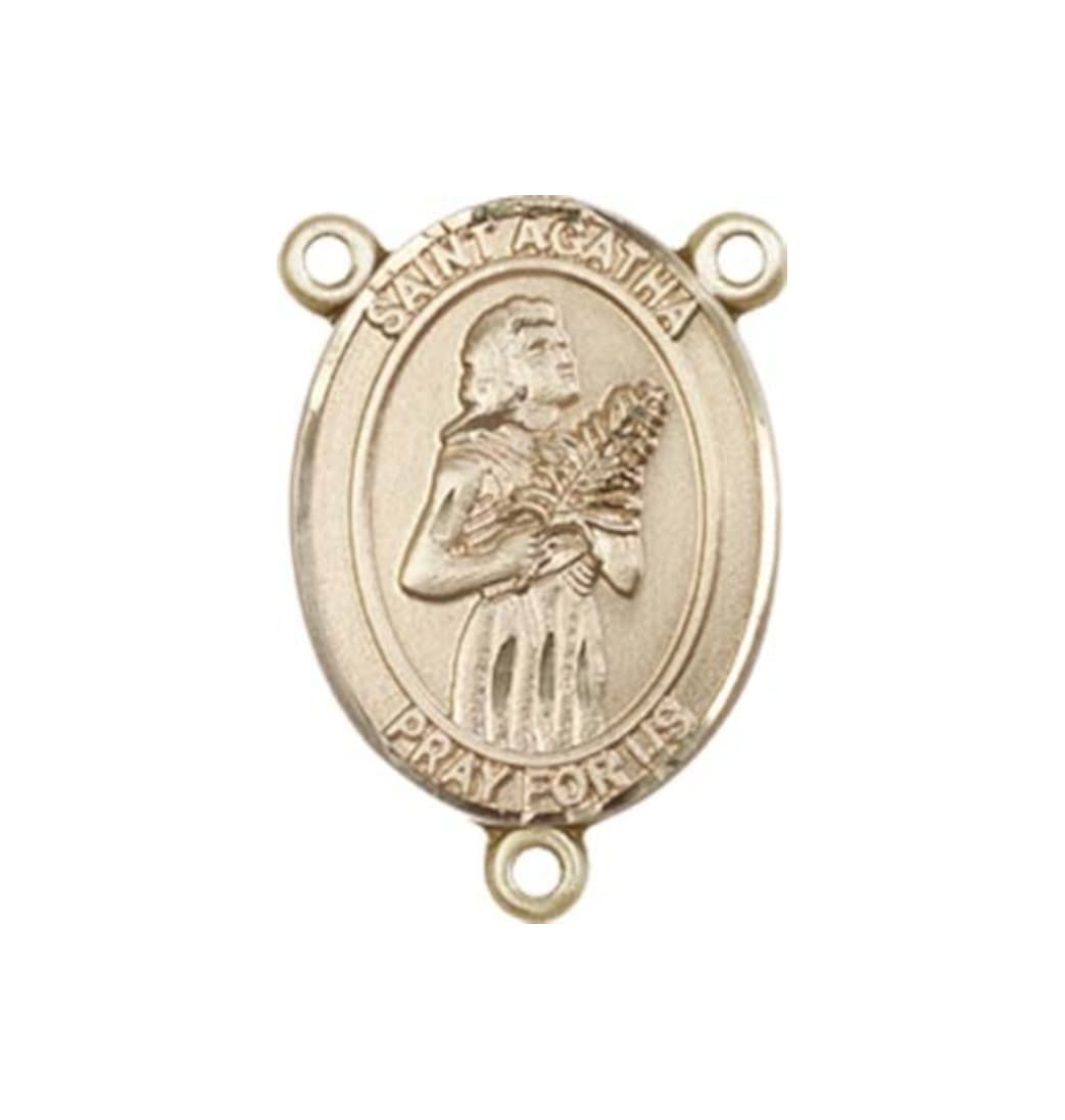 Bliss St Agatha Gold Engravable Center Rosary Part,