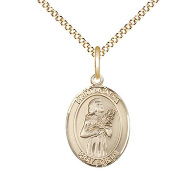 Medium St. Agatha 14kt Gold-filled Oval Medal Pendant with Gold-plated Chain, Deluxe Gift Box