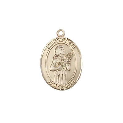 Medium St. Agatha 14kt Gold Oval Medal Pendant, Deluxe Gift Box