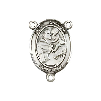 St. Anthony of Padua Engravable Rosary Centerpiece in Sterling Sivler, Bliss Manufacturing