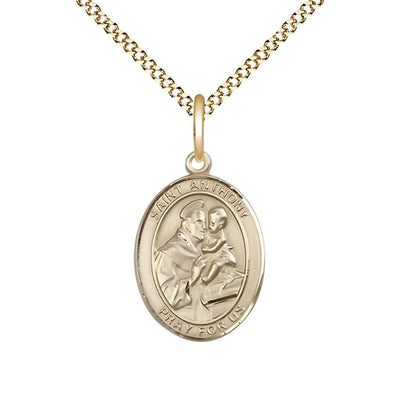 St Anthony of Padua Gold-filled Oval Engravable Medium Medal Necklace With Plated Chain, Bliss Manufacturing