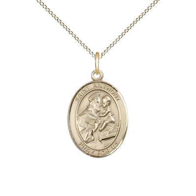 St Anthony of Padua Gold-filled Oval Engravable Medium Medal Necklace With Gold-filled Chain, Bliss Manufacturing