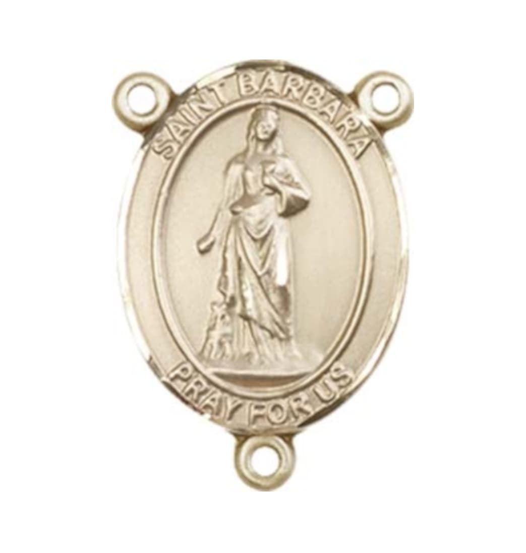 Bliss Gold St Barbara Engravable Center Rosary Part,