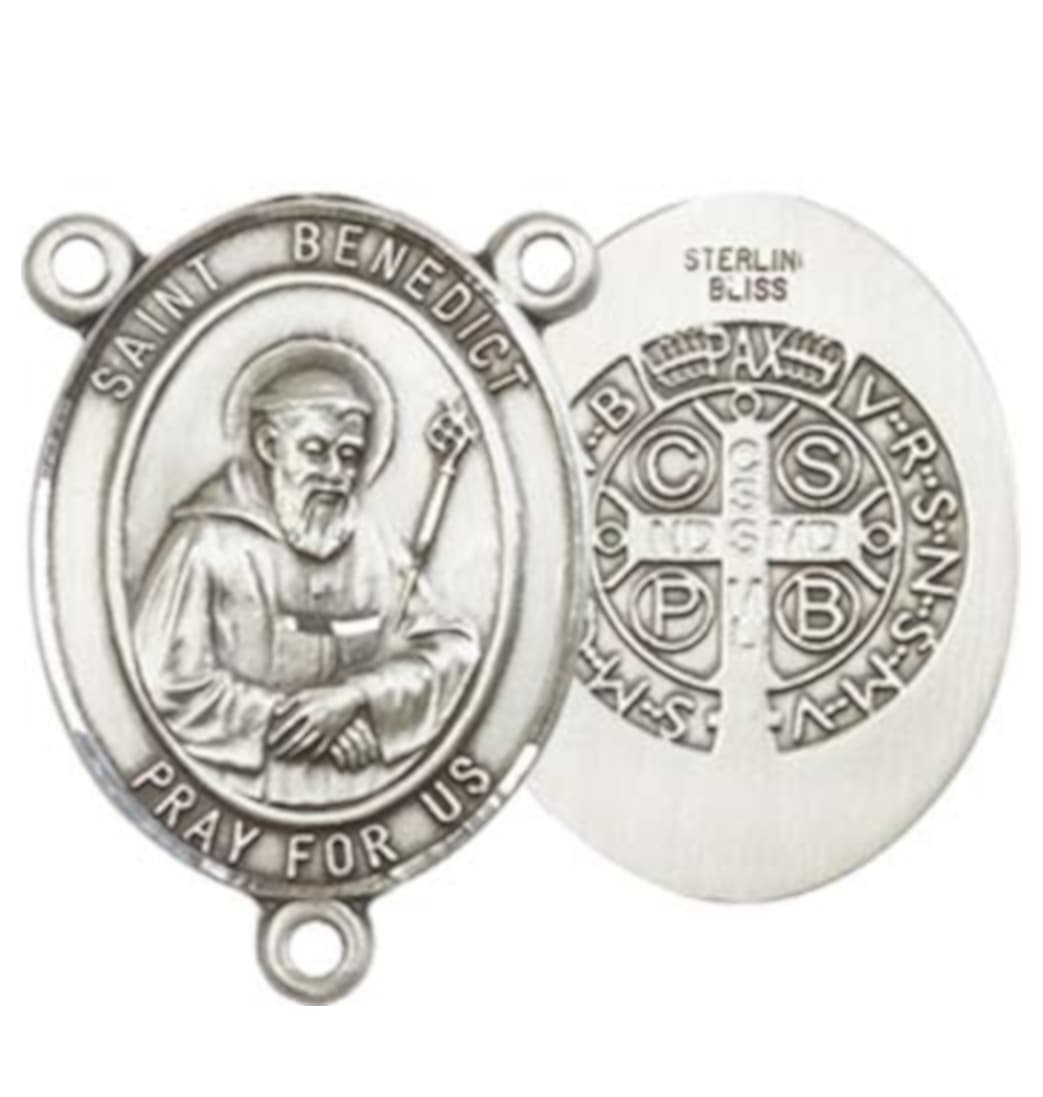 Bliss Saint Benedict Engravable Center Rosary Part,