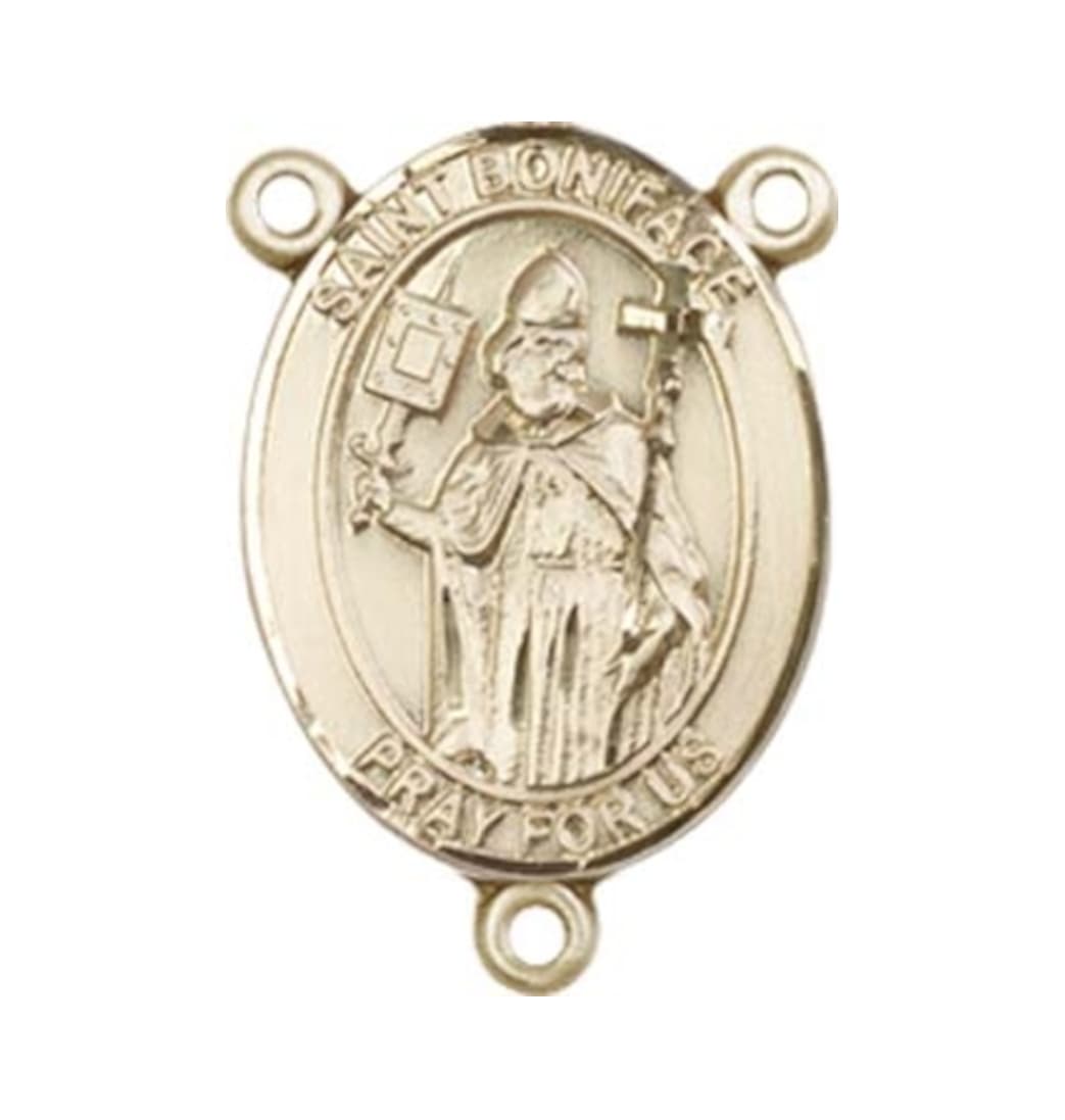 Bliss Patron Saint Boniface Engravable Gold Center Rosary Part,