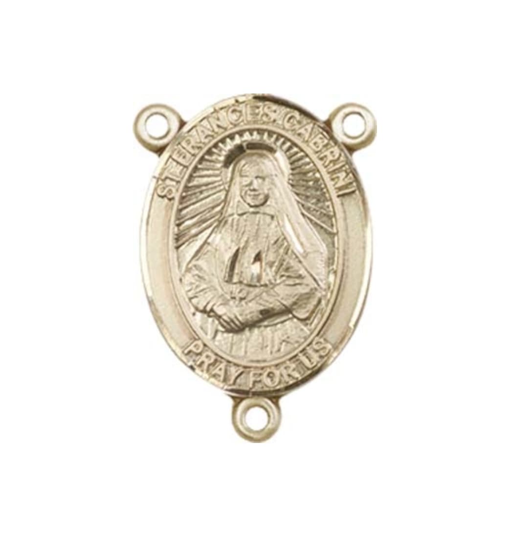 Bliss St Frances Cabrini Engravable Center Rosary Part in Gold,