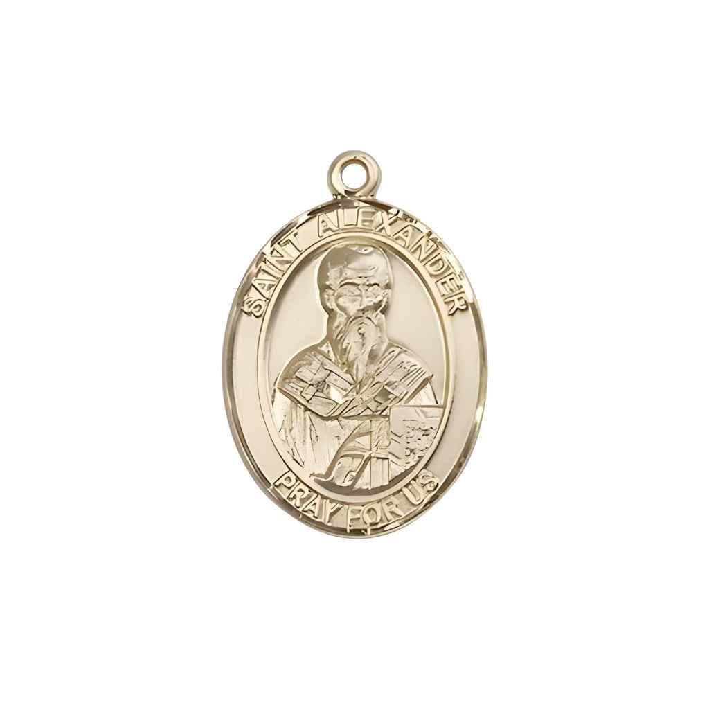 Medium Saint Alexander Constantinople 14kt Gold Oval Medal Pendant comes with Deluxe Gift Box | Bliss Manufacturing