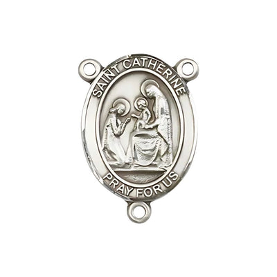 St Catherine of Siena Engravable Center Rosary Part, pewter / sterling silver / gold-filled, Bliss Manufacturing